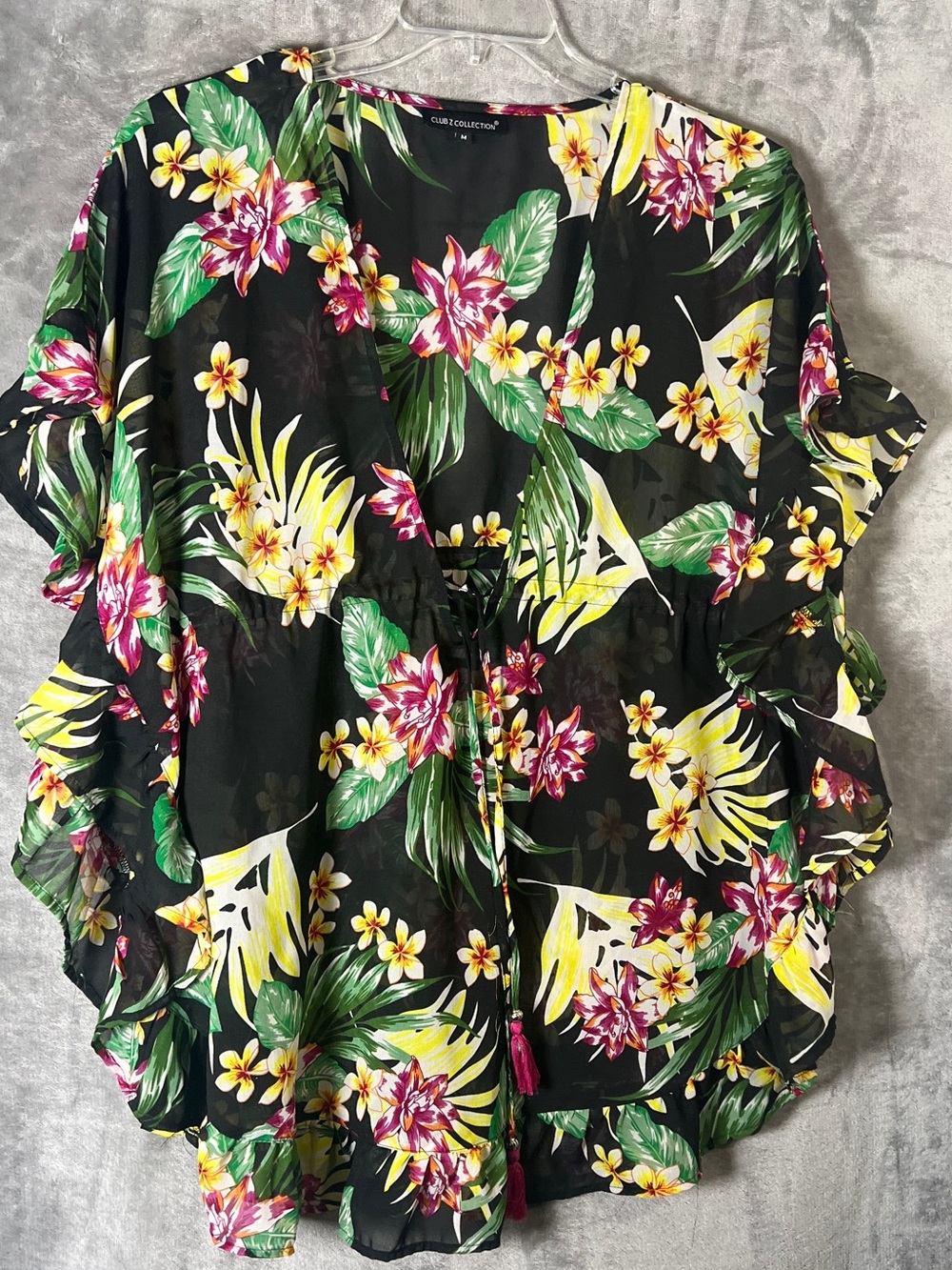 Black Tropical Swim Cover-Up